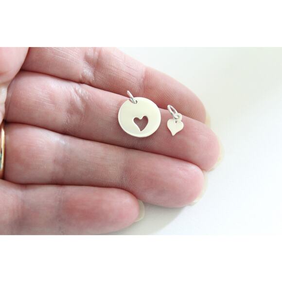 Sterling Silver Mother Daughter Heart Charm, Mother Daughter Charm Set - Picture 1 of 7